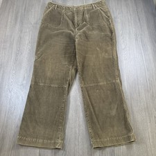Vintage Mens Cords W34 L27 Khaki Corduroy Trousers Workwear Retro Style Wide Leg