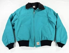 Vintage Carhartt Detroit Aqua Teal Sante Fe Bomber Jacket Coat Men's XL Corduroy