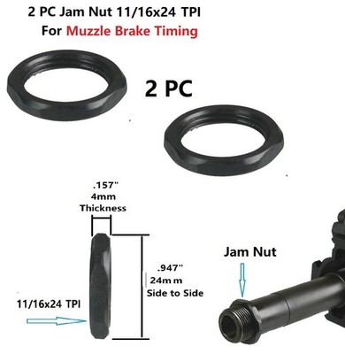 2PCS Steel 11/16x24 TPI Jam Nut for 11/16x24 TPI Threaded Muzzle Brake Timing