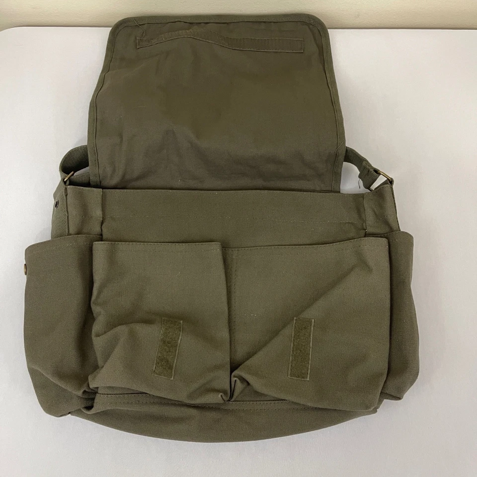 Bolsa carteiro Rothco verde vintage lona utilitária militar tiracolo unissex - Imagem 2 de 4