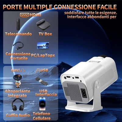 Mini Proiettore Portatile WiFi Bluetooth 4K – Android 14, 130 Pollici, Auto Keystone - 4