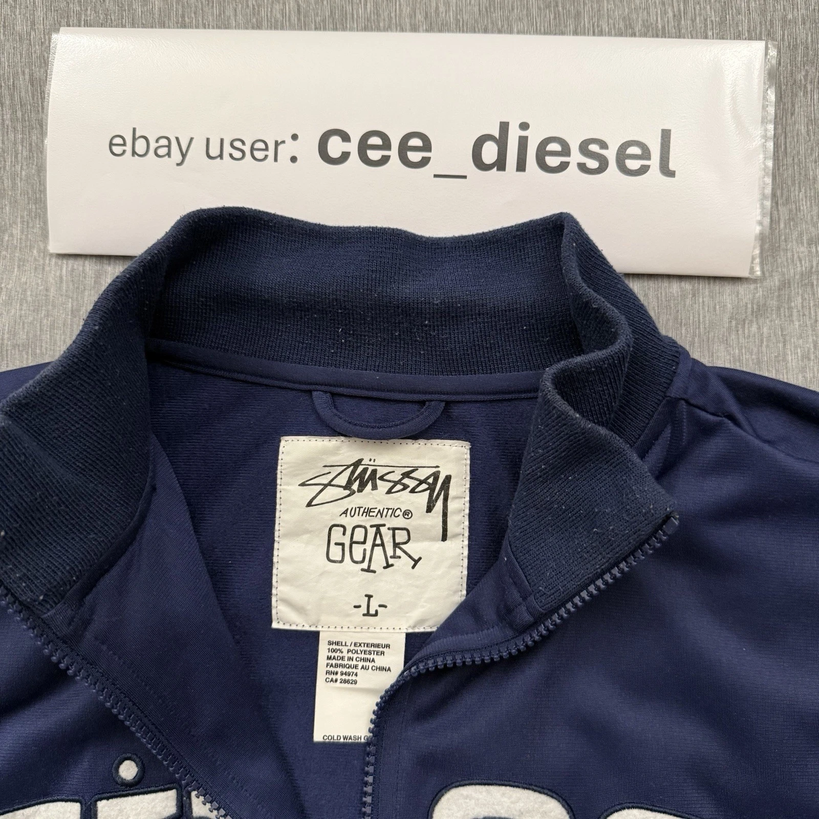 Stussy Men's Navy blue Full Zip Polyester Track Jacket Size L vintage large - product detail image 3