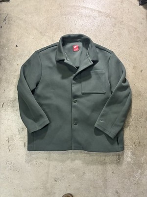Nike Tech Fleece Oversized Shacket Jacket Men s Large Olive Green FZ7566-276 NWT