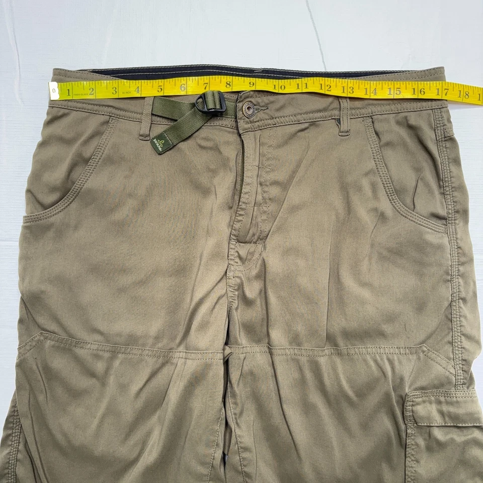 Pantalones Cortos PrAna Para Hombres M 34 Elastizados Zion Verde Cinturón Elastizados Nylon Carga 12" Entrepierna Foto 4 de 4