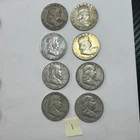 Franklin Half Dollars Lot of 8, 90% Silver-1948-1963