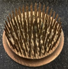 Vintage 2  Round Copper Metal Flower Frog Floral Spikes