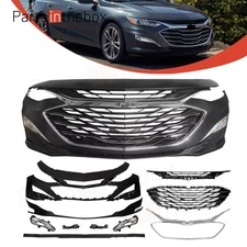 For 2019-2024 Chevy Malibu Front Bumper Cover Upper & Lower Grille Fog Light Set
