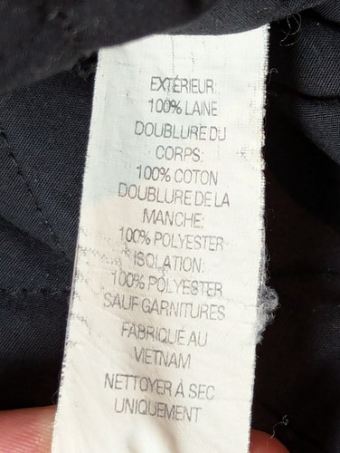 LL Bean Mens M Double Breasted Pea Coat Italian Wool Insulated Black Heavy - Picture 3 of 6