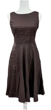 J.CREW Womens Midi Dress Espresso Brown Texture Sz 4 Sleeveless Defined Waist
