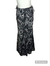 NWT Indira Midi Lettuce Hem Skirt Womens XL Black Grey Y2k Whimsigoth Fairy