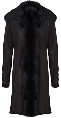 Braune Damen Echtes Lammfell aus Toskana Wildleder Jacke Regenmantel