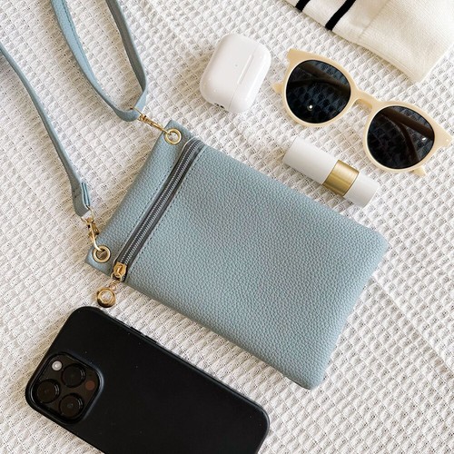 Women's Crossbody Phone Bag PU Litchi Pattern Long Shoulder Strap Adjustable 1PC - Foto 9 di 26