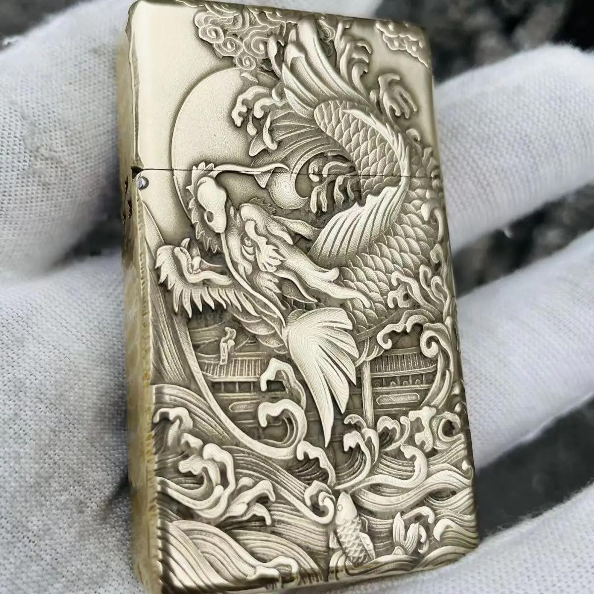 ZORRO Genuine 538 Small Armor Kerosene Lighter, Brass Square Head Style