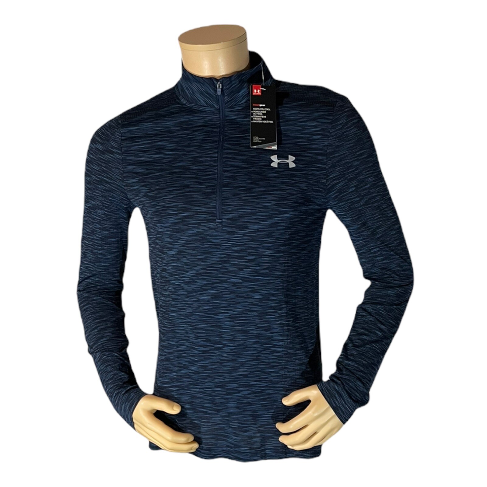NWT Under Armour 1347752-408 Мужской пуловер с длинным рукавом и застежкой-молнией на дюйма Небольшая средняя цена 55 долларов США 6590₽