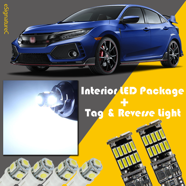 10 x White LED Interior + Reverse Light Package for Honda Civic 2013