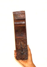 Antique Wooden Wall Hanging 1 Hooks Hanger Original Old Hand Carved