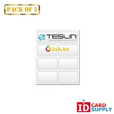 Teslin® Synthetic Paper - 8.5" x 11" Perforated 8-Up InkJet Sheet | Pack of 5
