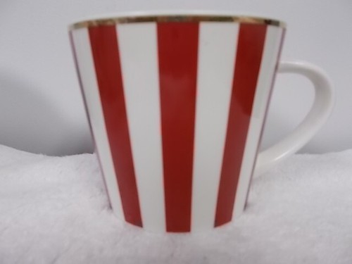 Grace Teegeschirr Rot & Weiß Vertikale Streifen Gold Porzellan Kaffee Tee Tasse Becher