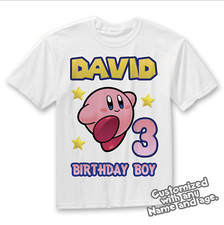 Kirby Birthday Shirt, Kirby Theme party, Gamer party shirt