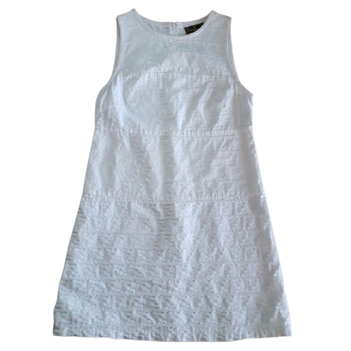FENDI mini abito fantasia zucca senza maniche taglia 42 bianco lunghezza 80 cm donna