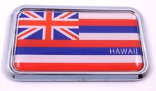 Hawaii flag rectanguglar Chrome Emblem 3D Car Decal Sticker 3" x 1.75"