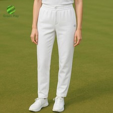 Ladies Green Play Cotton Lined Professional Sports White Trousers – Bowls, Golf