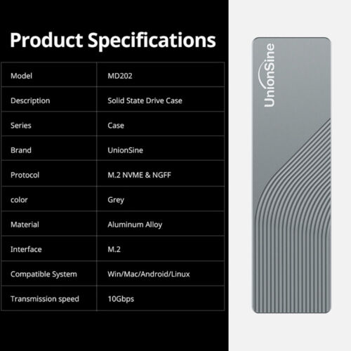 USB C 3.1 Externe Festplattengehäuse für SATA SSD Festplatte M.2 NVME NGFF Case - Bild 12 von 12