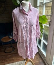 ZARA Pink Long Sleeve Collared Mini Frill Hem Dress With Pockets & tab Sleeve M