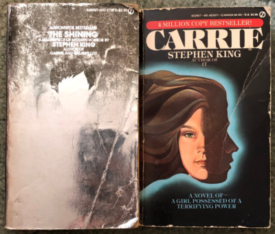 Stephen King books, Carrie & The Shining, Signet paperbacks