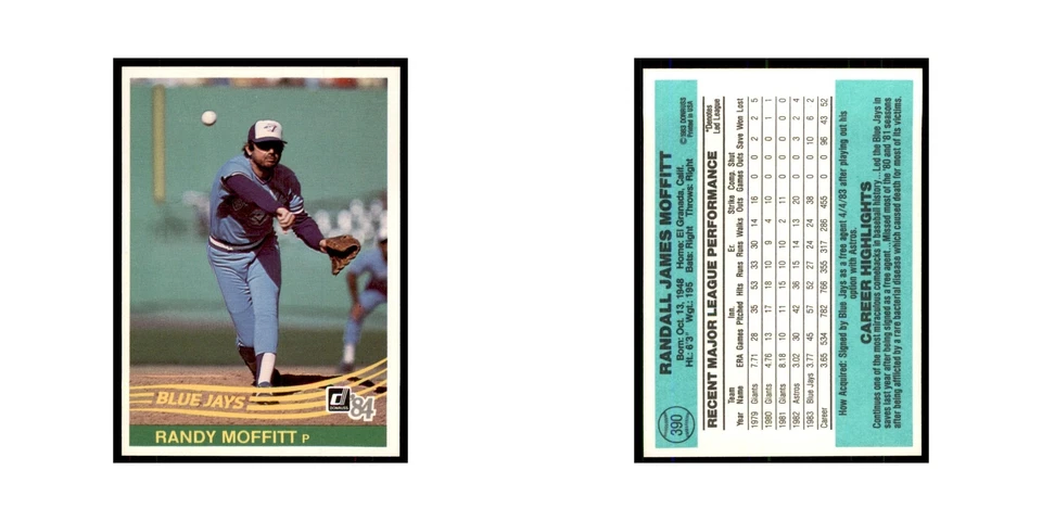 Randy Moffitt 1984 Donruss #390 Toronto Blue Jays Baseball Card NM - Image 3 of 3