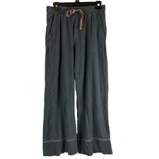 Faherty Lounge Pants Women's XS Gray Elastic Tie Waist Wide Leg