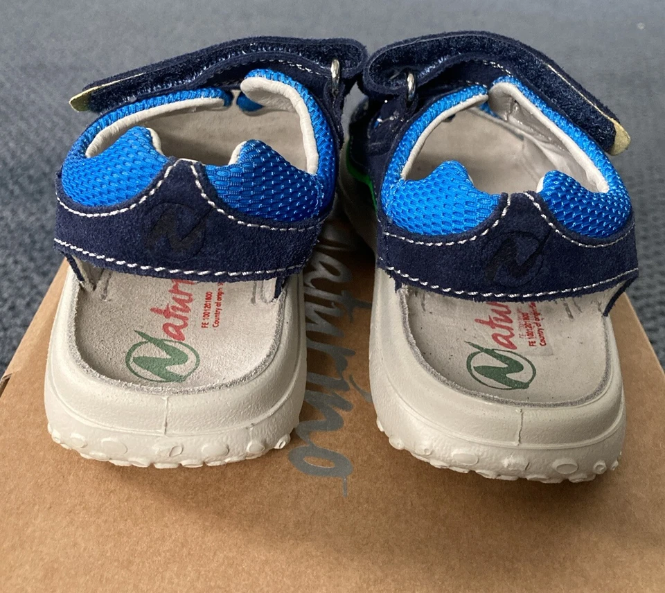 Naturino Boys Navy Blue Sandals Strap EU Size 28 Suede And Mesh Damaged Box - Image 3 of 4