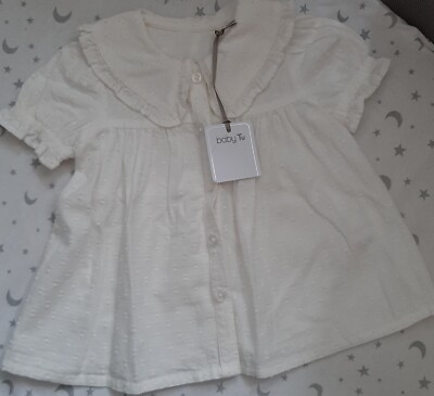 Baby Mädchen Baby TU weißes Baumwollkleid 3-6 Monate neu mit Etikett