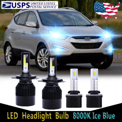 For Hyundai Tucson 2011 2012 2013 LED Headlight High/Low Beam + Fog Bulbs 4X C9L
