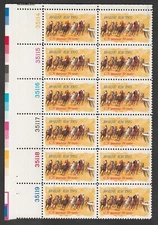 U.S. Sc. #1528, MNH, Upper Left Plate Block, 10c Horse Racing
