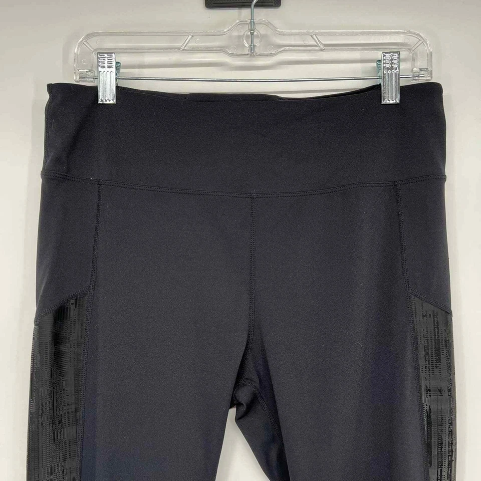 Leggings para mujer Zyia Active Mirage 7/8 con puños talla 14-16 negros de tiro alto elásticos Foto 3 de 4