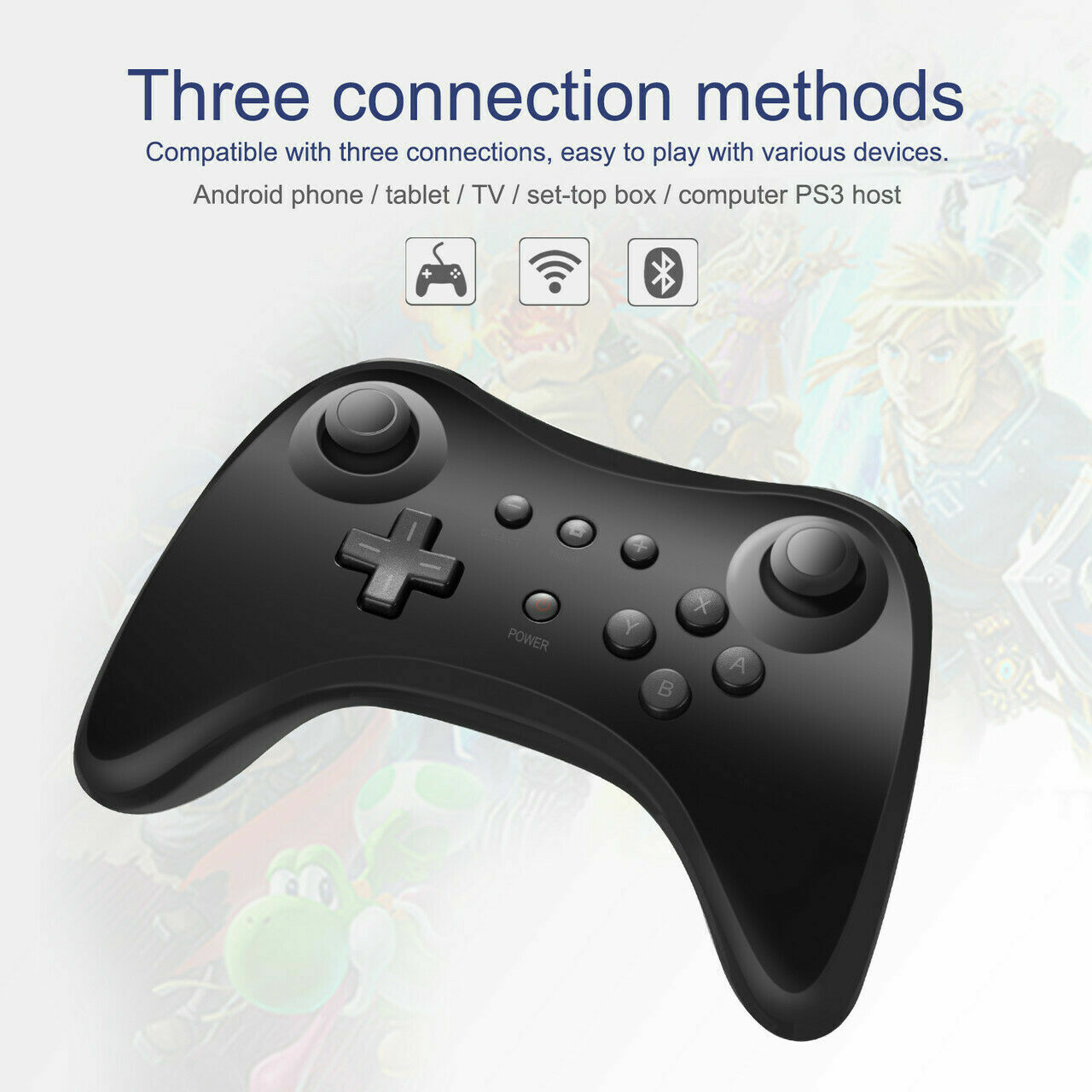 For Nintendo Wii U Bluetooth Wireless U Pro Game Controller Gamepad Joypad Black