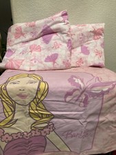 Barbie TWIN Fitted Flat Springs Sheet Set Pillowcase 55 Cotton 45 Polyester