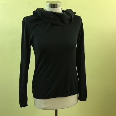 Vince Women Drape Neck Silk Cashmere Sweater Black Small Ebay