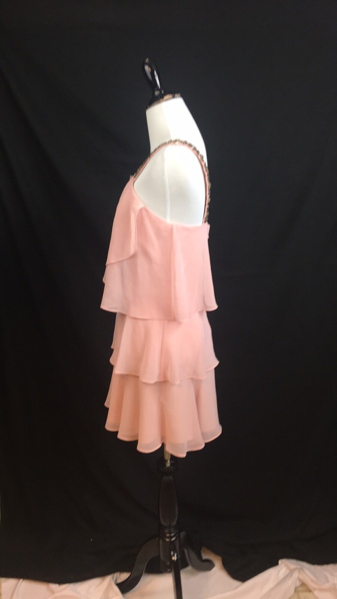 BCBG maxazria dress light pink ruffled dress size 2 | eBay