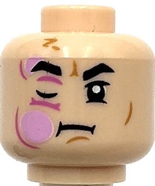 Lego Light Nougat Minifigure Head Dual-Sided Cheek Wrinkles Detail