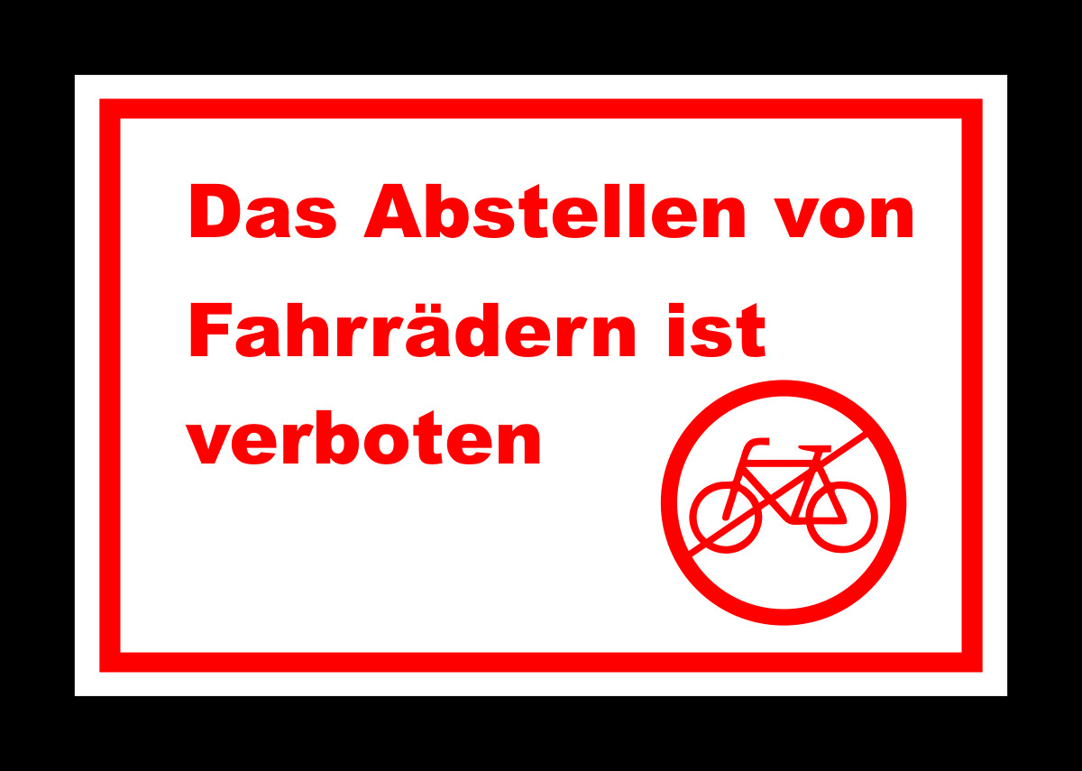 Schild 'Fahrräder Abstellen Verboten' | 300 X 200 Mm, Gelb/schwarz, 1,5 Mm Dick