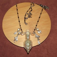 Vintage Kirk's Folly Fairy Dust Sparkling Stars Fantasy Bottle AB Long Necklace