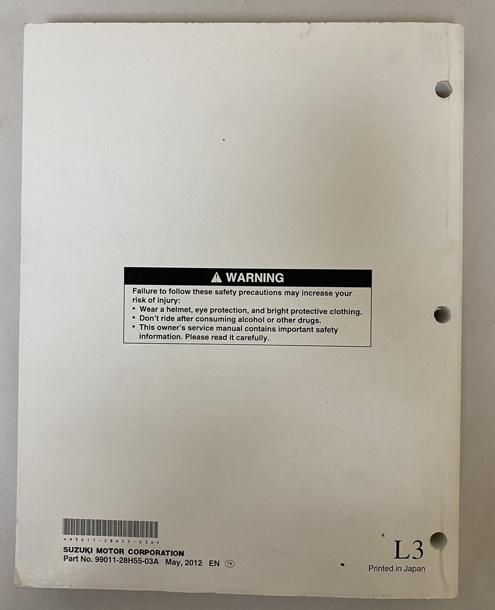2013 Suzuki RM-Z450L3 Owner's Service Manual OEM #99011-28H55-03A
