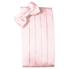Men's Pink Satin Bow Tie and Cummerbund Set