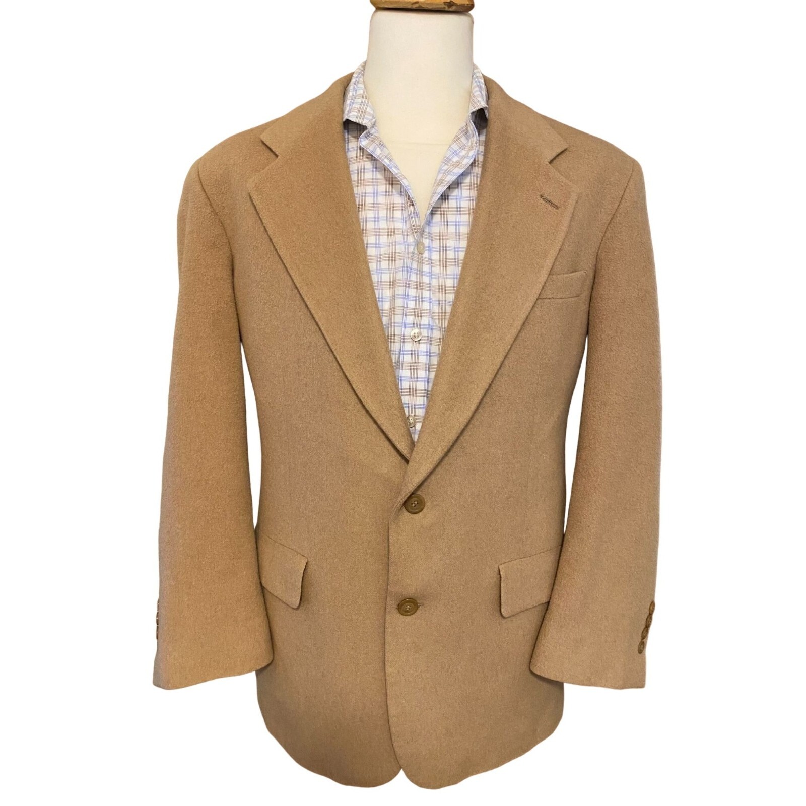 VTG Bill Blass 100% Camel Hair Sport Coat Mens 42R Tan Two-Button Jacket Blazer