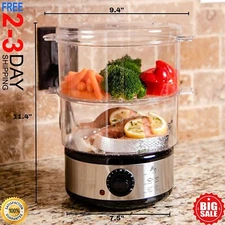 Food Steamer Cooker Electric Healthy Vegetable Steaming Pot Stackable Baskets