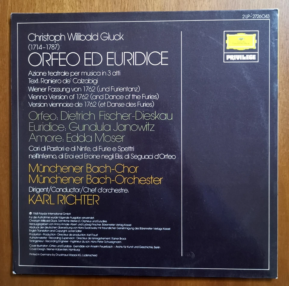 Gluck - ORFEO ED EURIDICE - K. Richter. Deutsche Grammophon 1968. 2 Vinili LP - Immagine 2 di 4