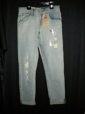 NWT LEVI'S GIRLS SIZE 12 GIRL FRIEND JEANS DISTRESSED MID RISE ADJUSTABLE WAIST