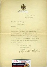 Charles Evans Hughes JSA Cert Signed 1908 Letter Supreme Court Justice Autograph